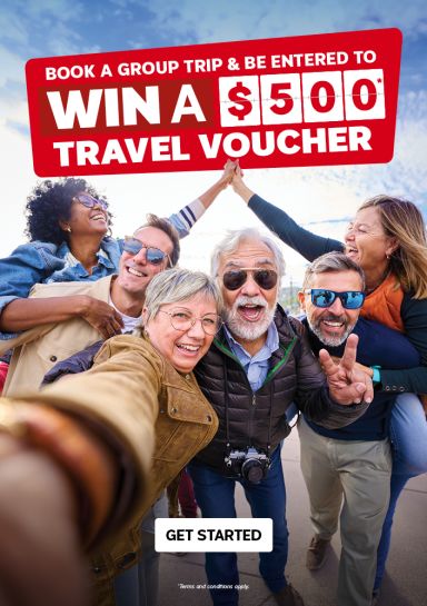 Book a group trip and be entered to win a $500* travel voucher | *Terms and conditions appy.