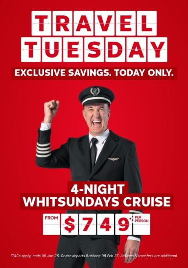 Travel Tuesday Deal 4-Night Whitsundays Cruise from $749*pp