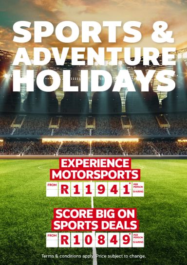 Floodlit stadium packed with fans featuring Sports and Adventure Holidays motorsports from R11941 and sports deals from R10849