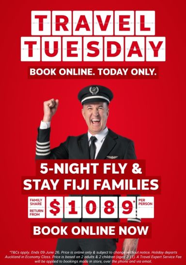 Travel Tuesday 5-night Fiji Family Holiday from $1089*pp family share