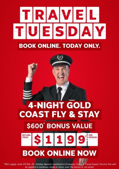 Travel Tuesday Gold Coast Fly and Stay from $1199*pp