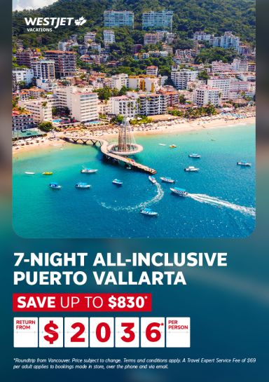 7-night all-inclusive Puerto Vallarta with WestJet Vacations - Save up to $830* return from Vancouver from $2036* per person