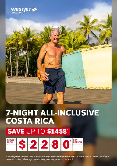 7-night all-inclusive Costa Rica with WestJet Vacations - Save up to $1458* return from Toronto from $2280* per person