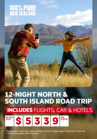 12-night North and South Island Road Trip - includes Flights, Car & Hotels. Return from Toronto from $5339* per person