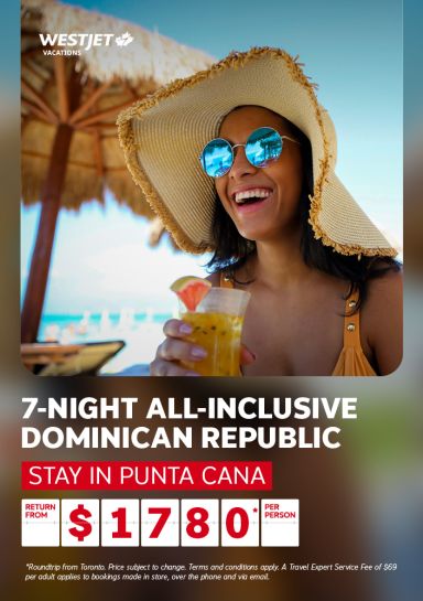 7-night all-inclusive Dominican Republic with WestJet Vacations. Return from Toronto from $1780* per person