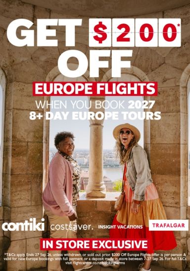 Get $200* off Europe flights when you book 2027 8+ day Europe tours
