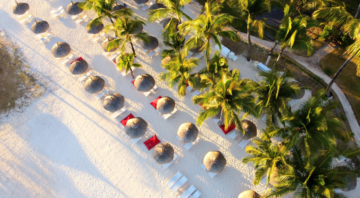 Aerial view over LUX* Belle Mare Mauritius
