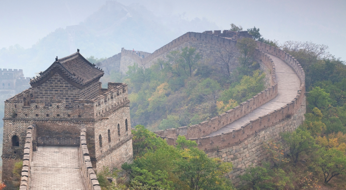 A view looking down the Great Wall of China