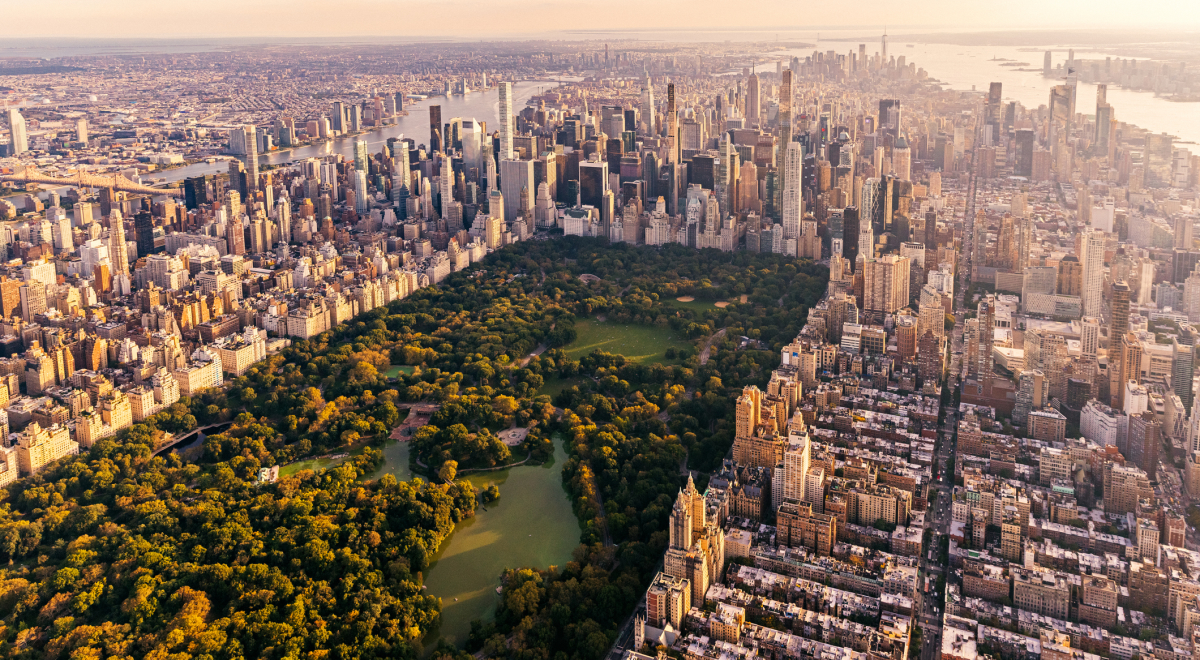 Aerial shot of Central Park in New York City