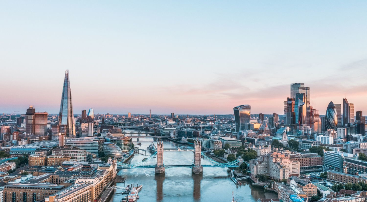 An elevated view of the London skyline