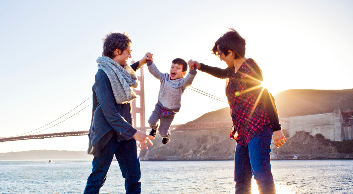 A family on vacation in San Francisco