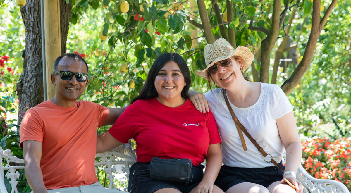 An Intrepid guide with travellers in Amalfi