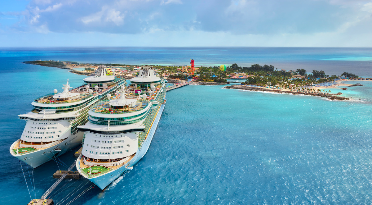Cruise ships at CocoCay in The Bahamas