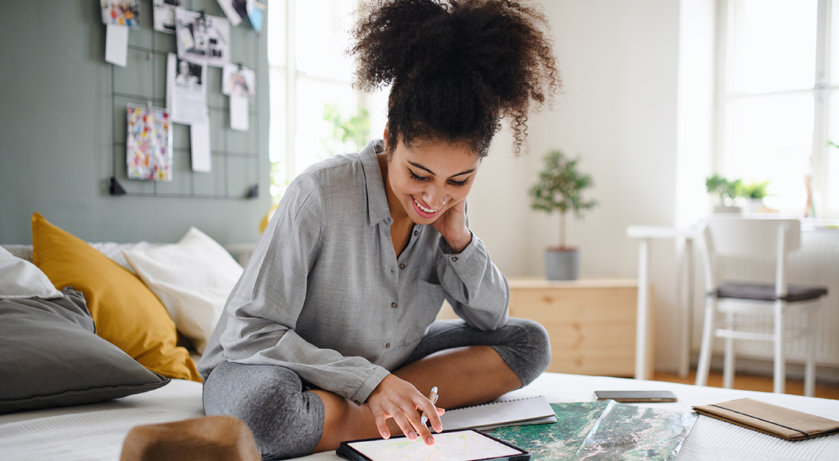 Woman planning her next holiday