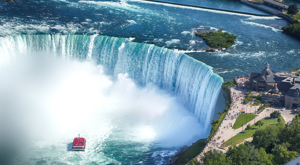 Niagara Falls boat tours attraction. Horseshoe Falls at Niagara Falls, Ontario, Canada
