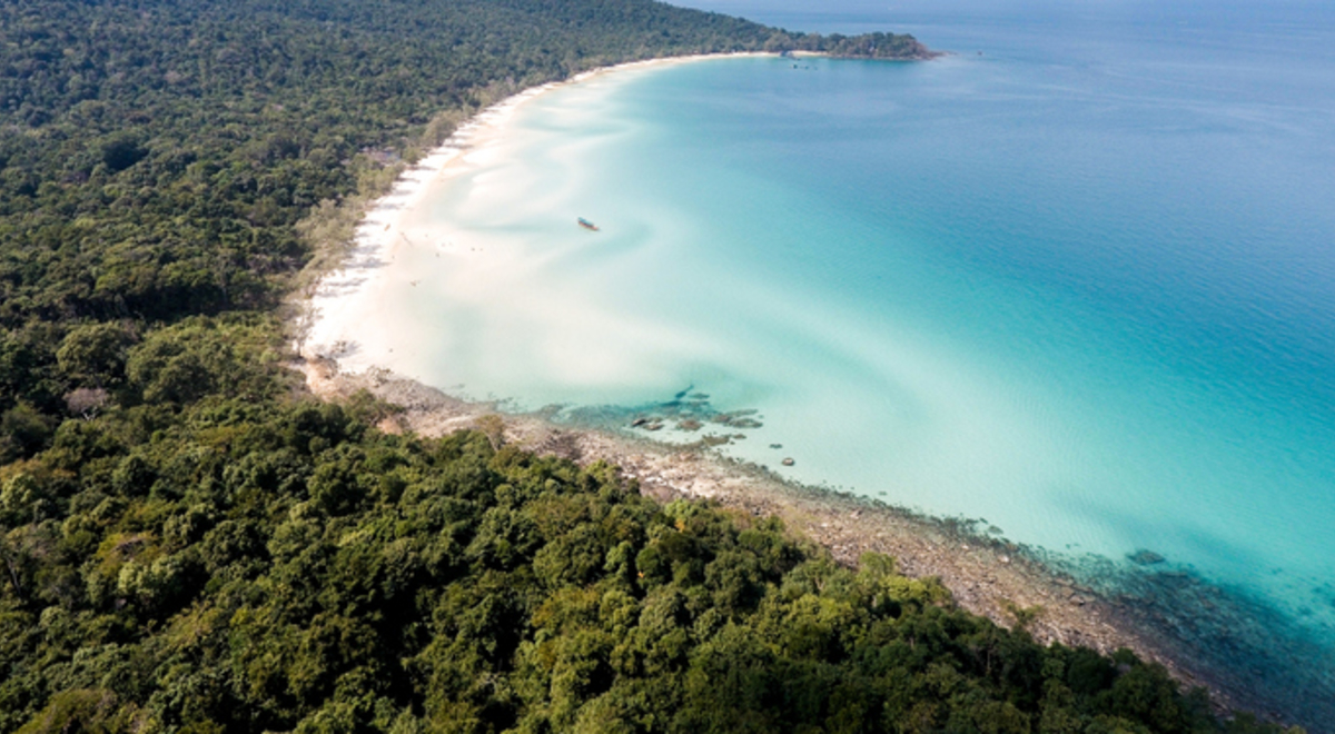 Koh Rong Samloem, Cambodia - aerial view.