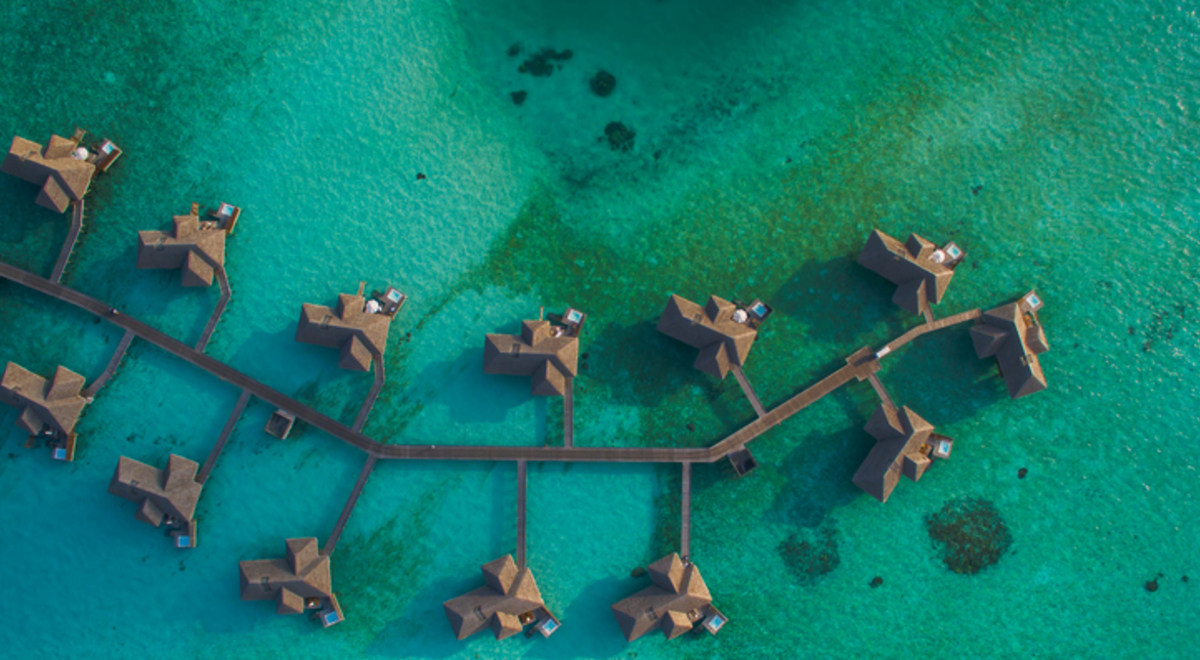 Aerial view of pier houses