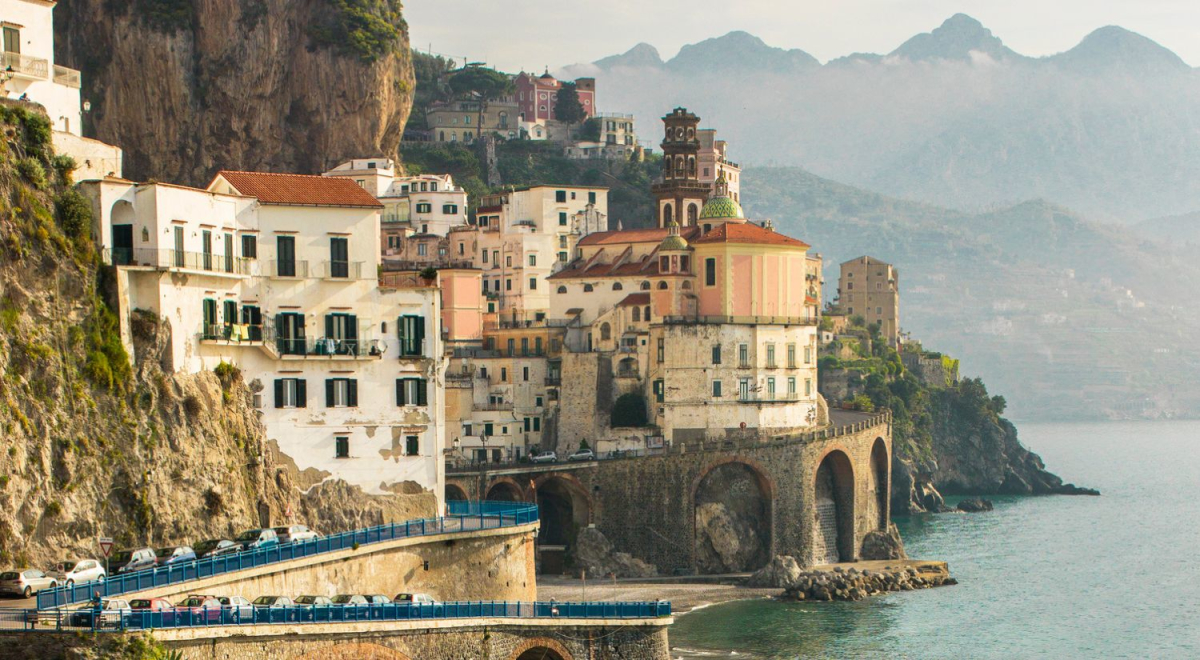 Overlooking the Amalfi coastline during the day