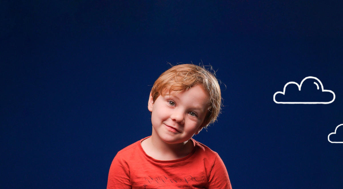 A boy talks to camera
