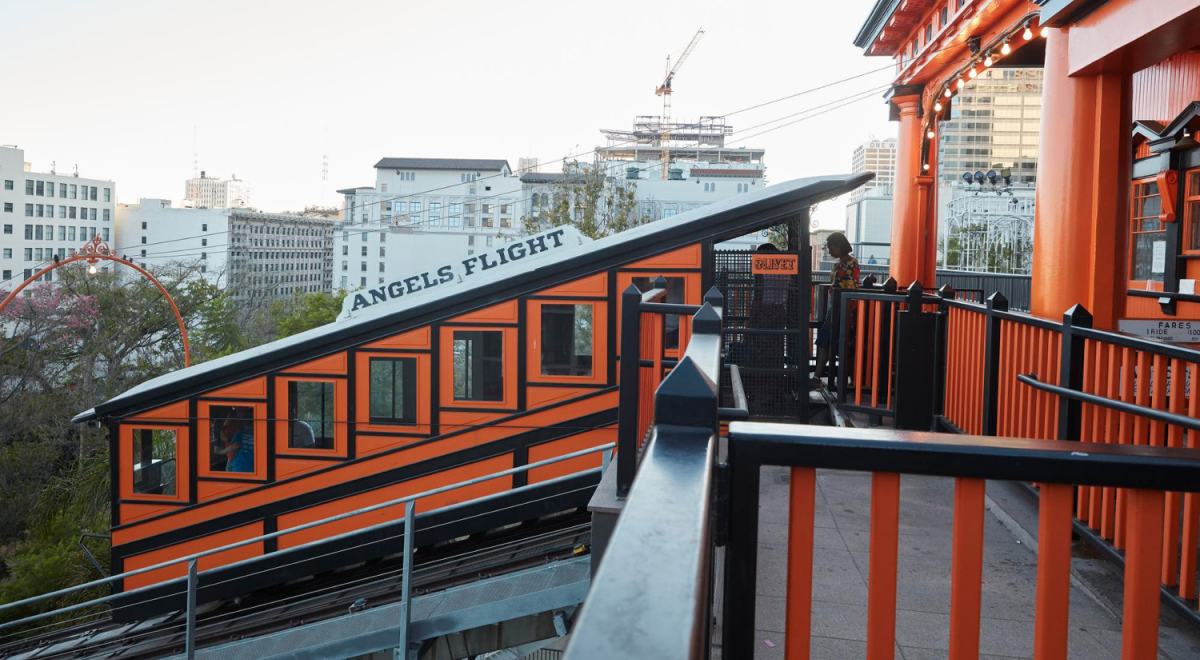 A stylish old Angels Flight funicular railway car