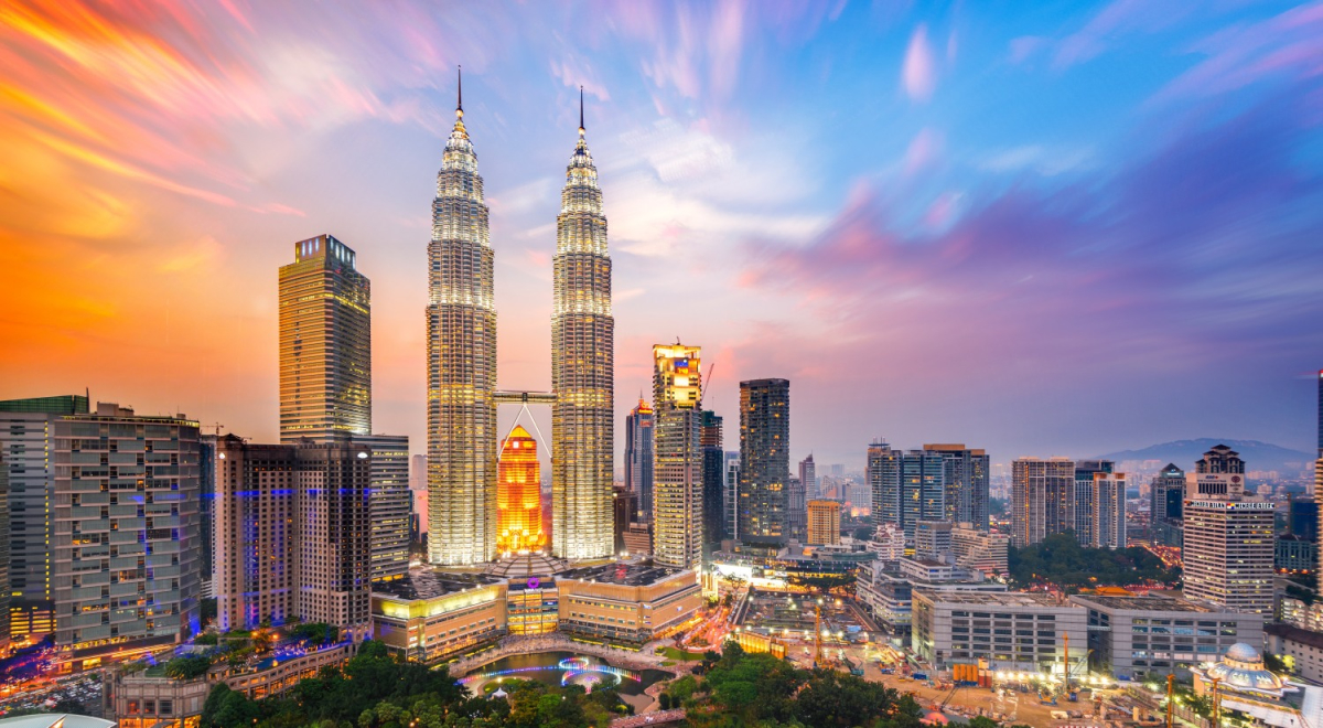 A view of Malaysia's famous Kuala Lumpur skyline, which can be visited with a Malaysia holiday package.