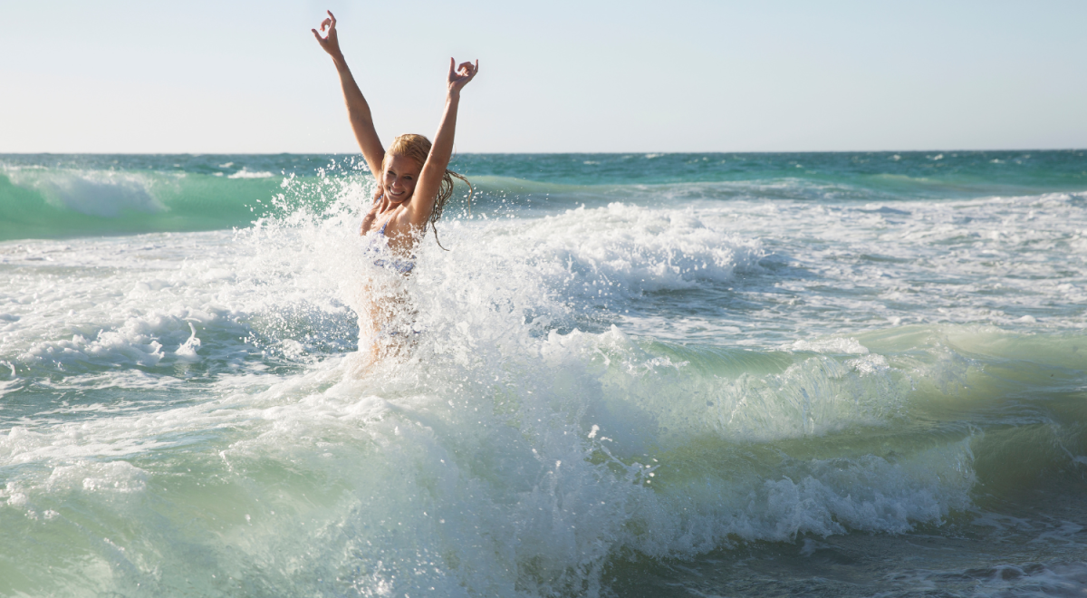 Splashing in the surf off Perth