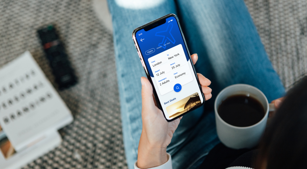 Phone with flights showing 