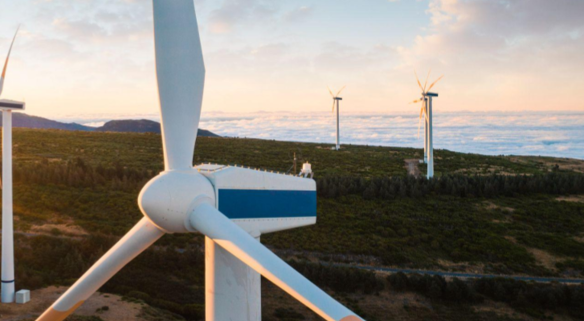 Several wind turbines on a hill