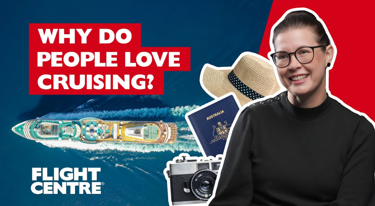 Lady sitting next to hat passport and camera