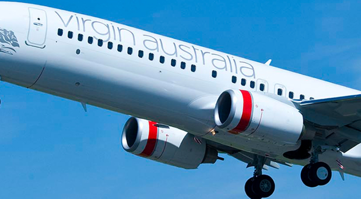 Virgin Australia's' airplane soaring through the sky
