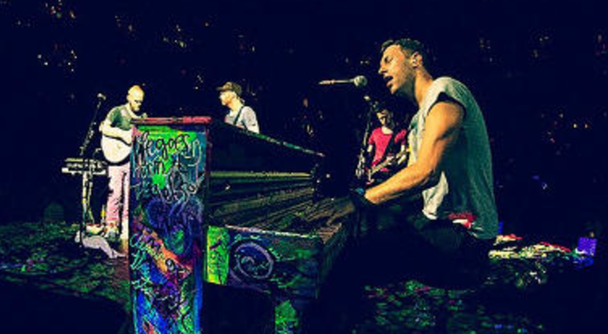 Cold play band performing on stage 