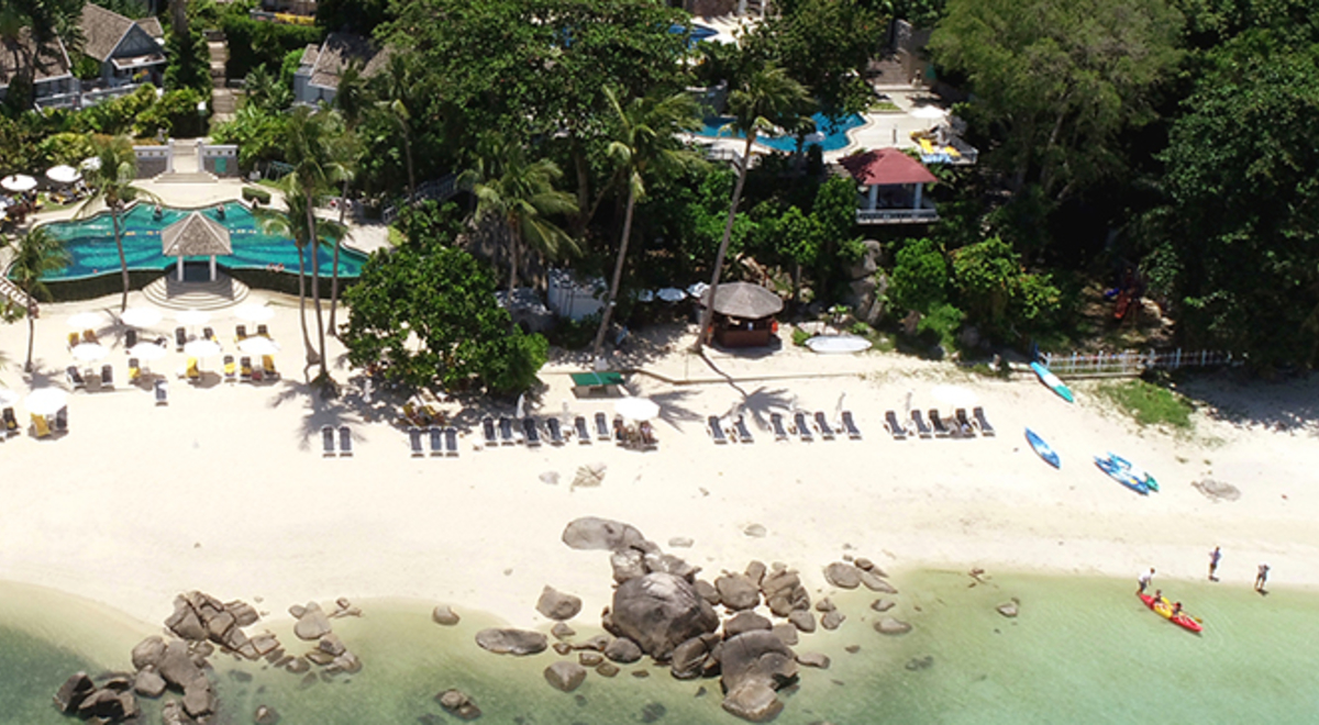 Ariel view of the Thailand Coastline and hotel facilities 