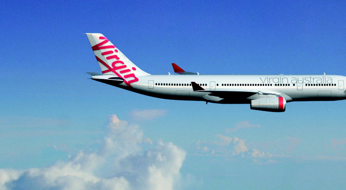 Virgin Australia plane in the sky.