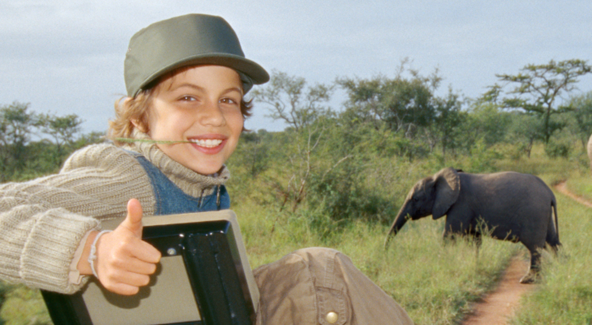 Child on African safari. 