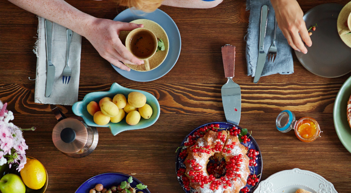 Aerial view of dessert table
