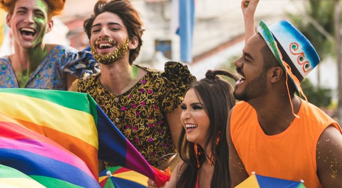 friends celebrate gay pride 