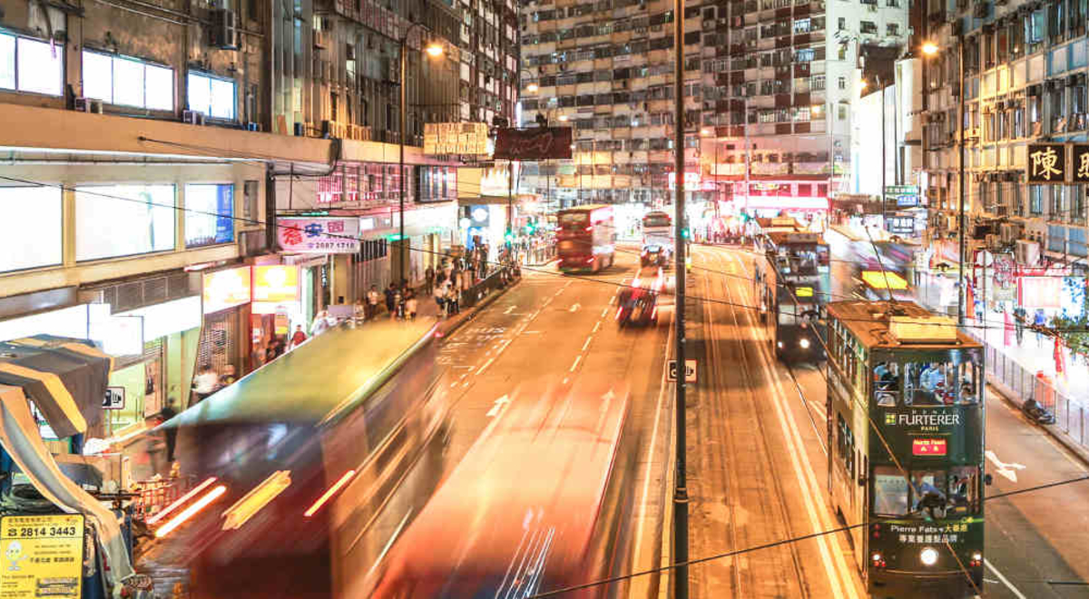 Busy traffic road in Hong Kong