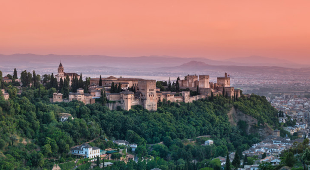a picture of the alhambra from a far