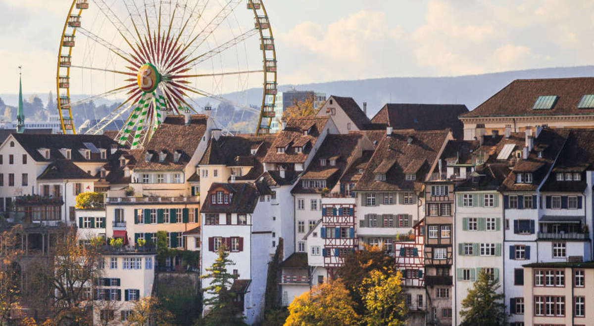 basel skyline in soft light