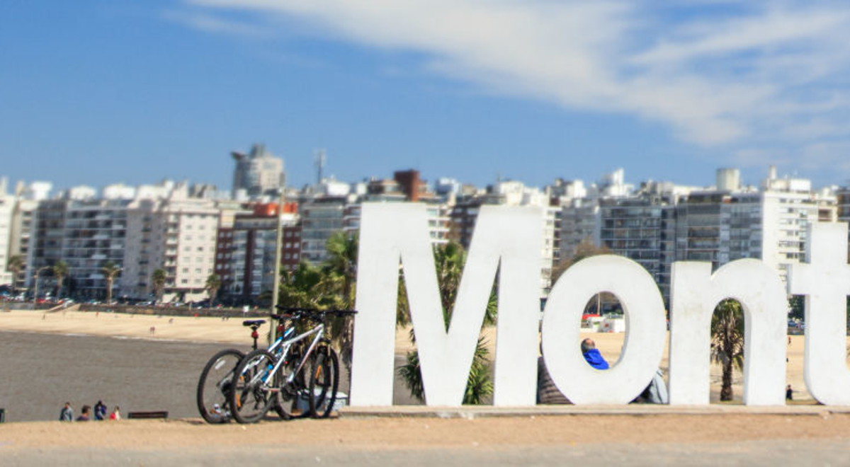 montevideo fabricated letter signage standing in the middle of the city