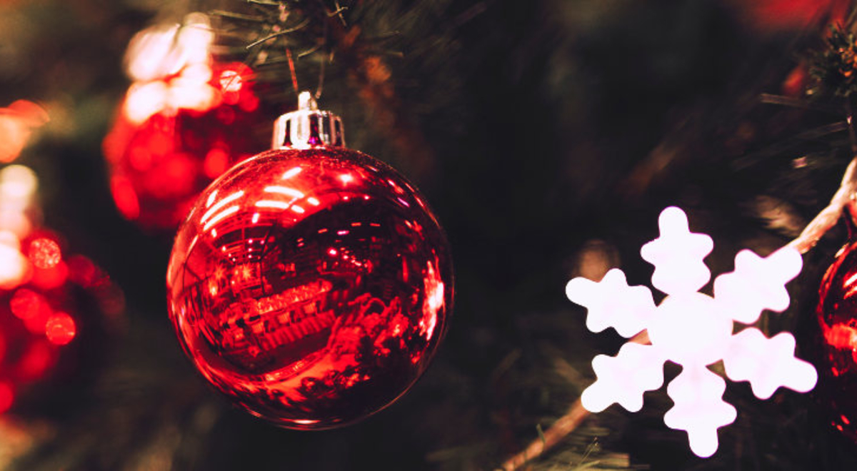 Red Christmas ball decor close shot