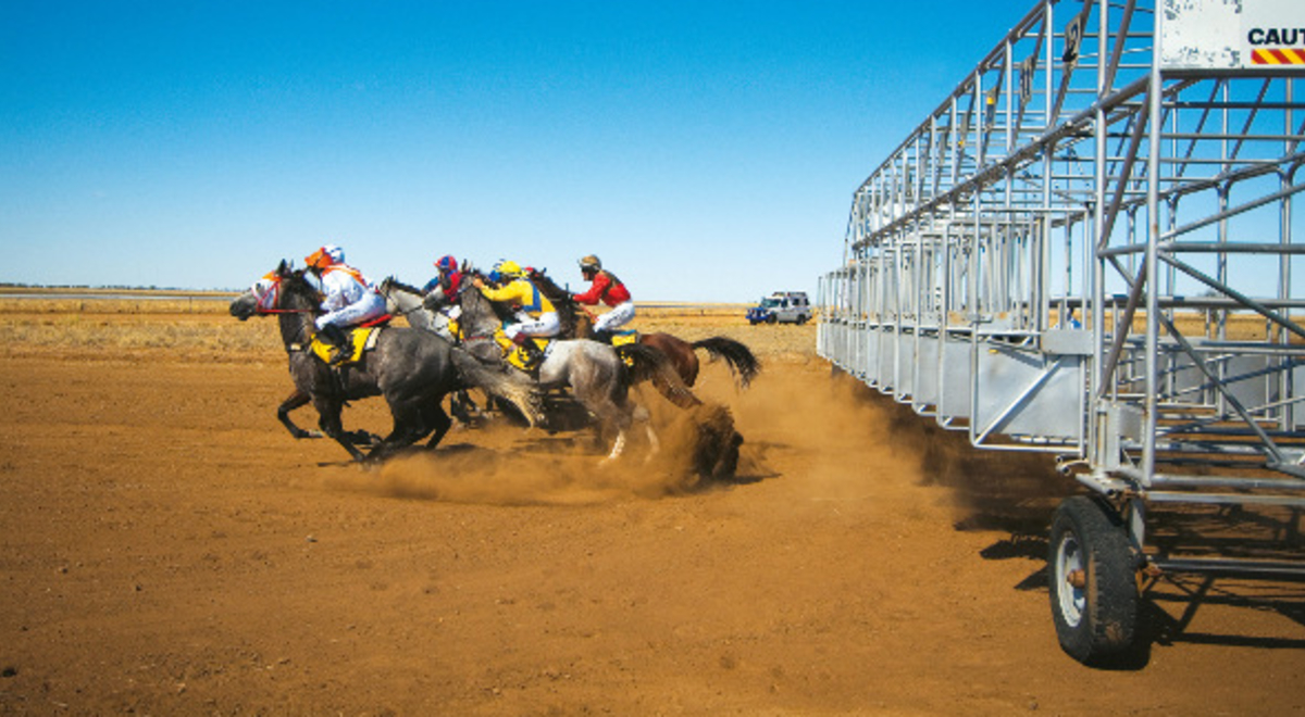 Horse racing taking place in Julia Creek, Australia