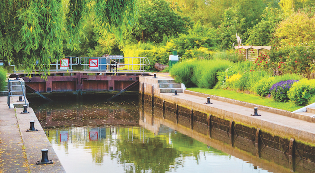 Residential neighborhood with an urban stream running through it