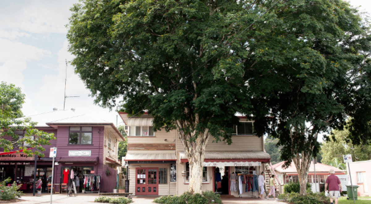 Maleny shop front and trees 