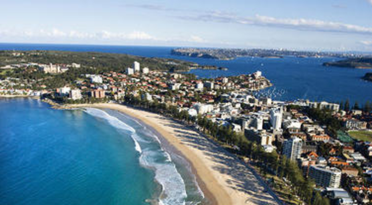 Aerial view of Australia's Manly Beach