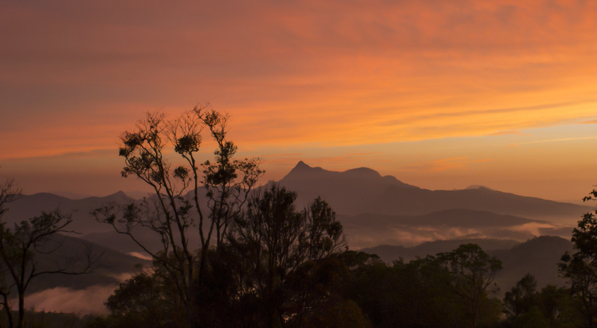 Sun sets in Mount Warning  in Australia