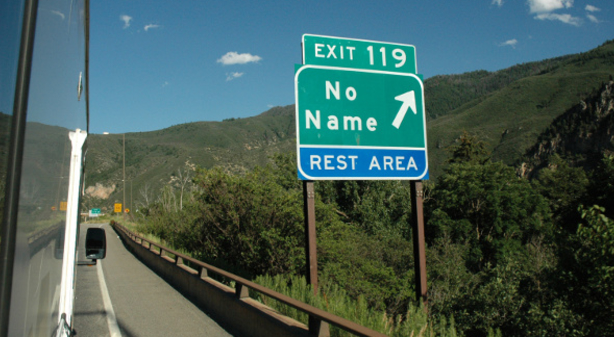 No name sign on a highway