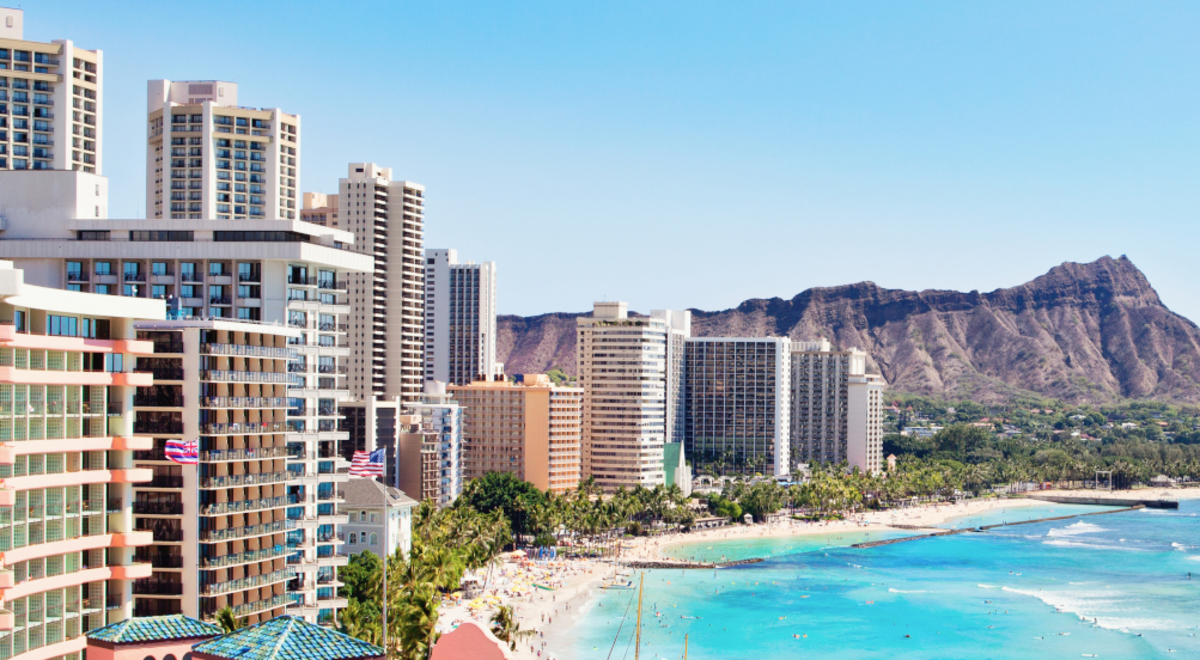Waikiki Beach with Diamond head in the background