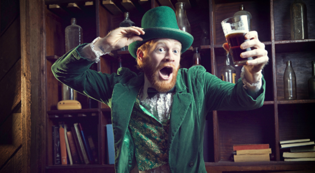 Saint Patrick's day celebration with a glass of liquor