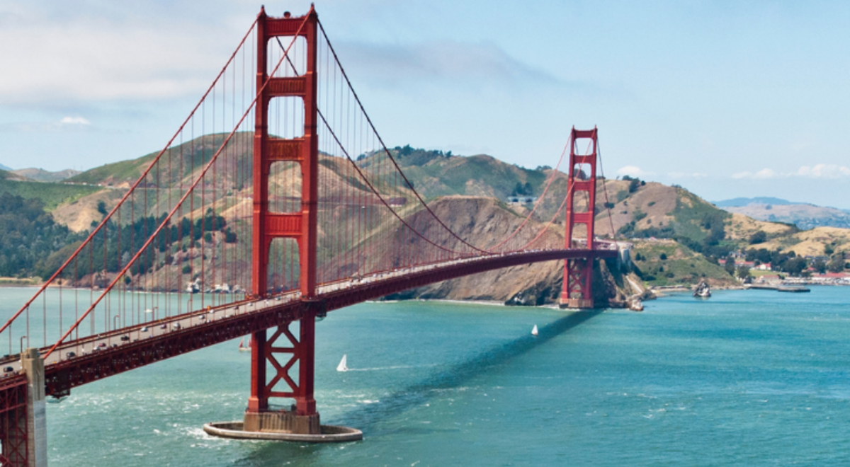 Whole span of San Francisco's Golden Gate Bridge